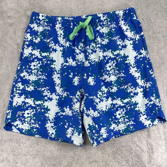 Fabletics The One 7 in Shorts Men Medium Blue Digital Camo Logo Drawstring - Picture 1 of 11